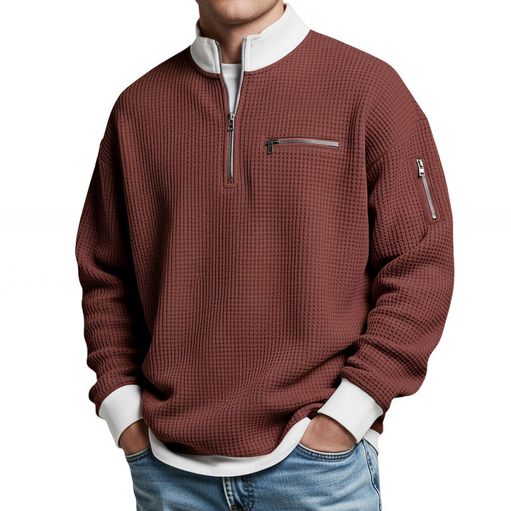 MD | Pull en maille gaufrée avec demi-zip