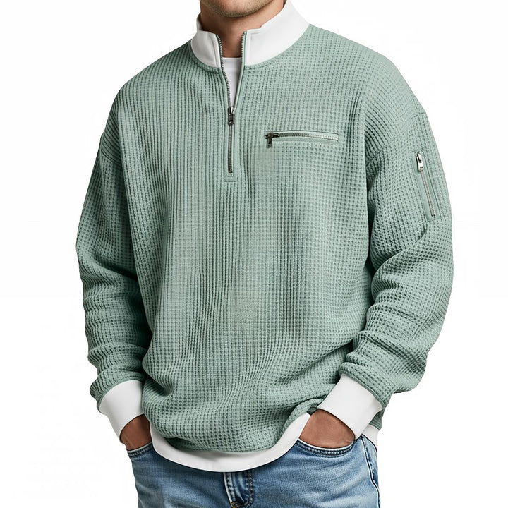 MD | Pull en maille gaufrée avec demi-zip