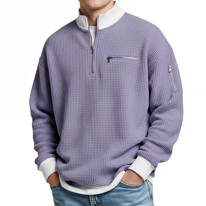 MD | Pull en maille gaufrée avec demi-zip