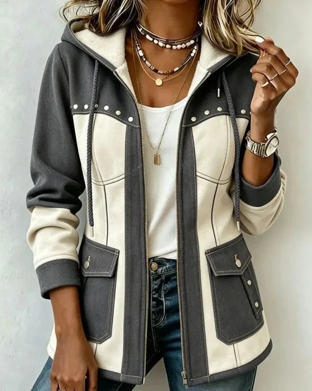 MD | VESTE À CAPUCHE BI-MATIÈRE