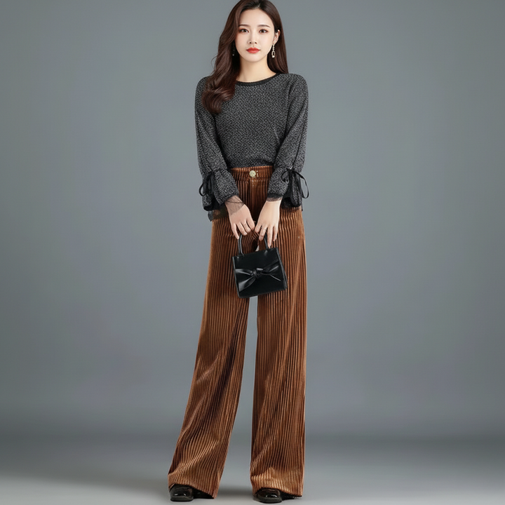 MD | PANTALON EN VELOURS TRICOTÉ TAILLE HAUTE
