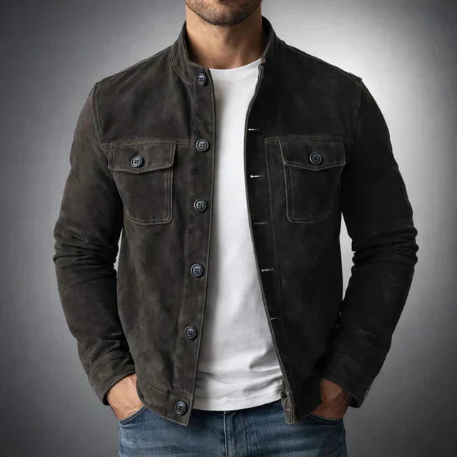 MD | Veste en daim boutonnée