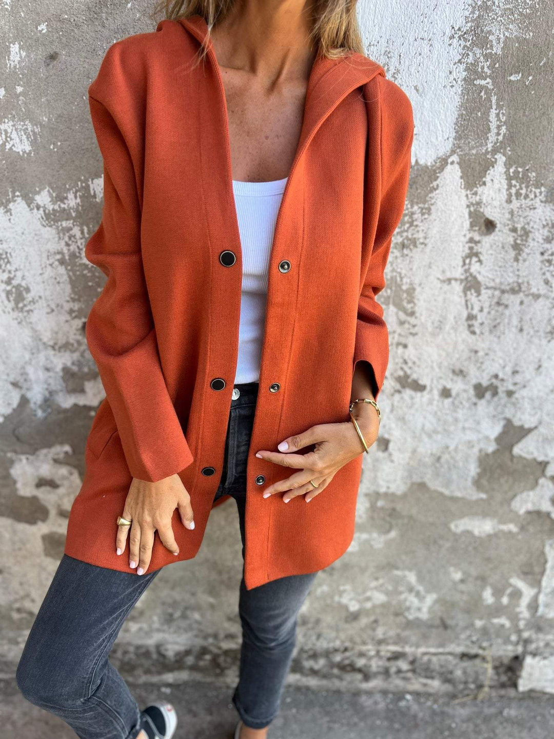 MD | GILET LONG CHIC AVEC CAPUCHE