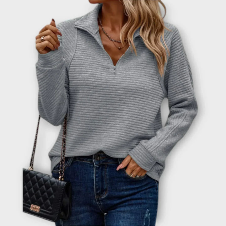 MD | PULL CHIC DÉCONTRACTÉ À COL ZIPPÉ