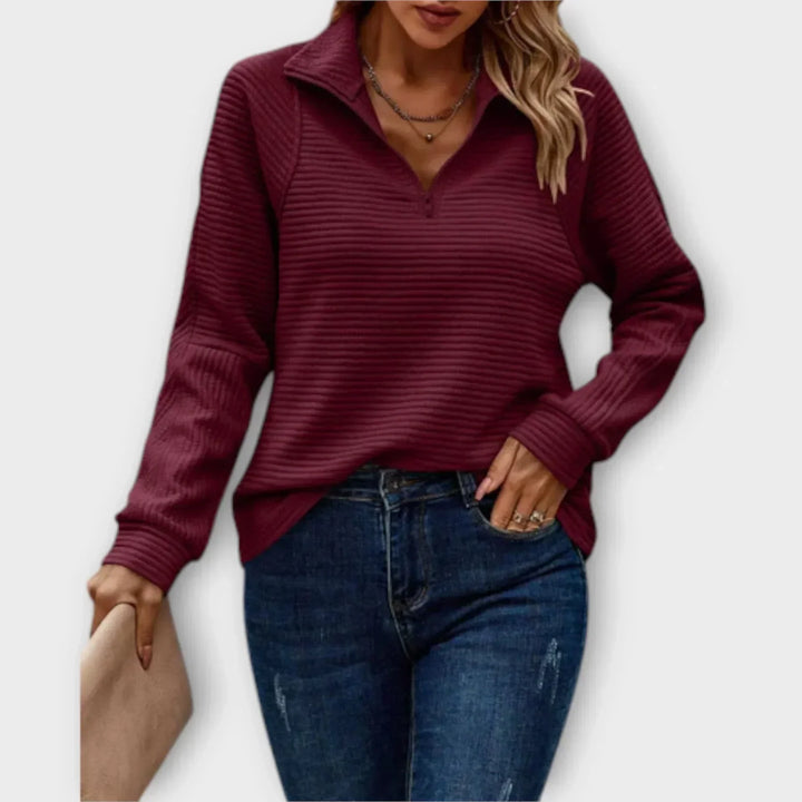 MD | PULL CHIC DÉCONTRACTÉ À COL ZIPPÉ