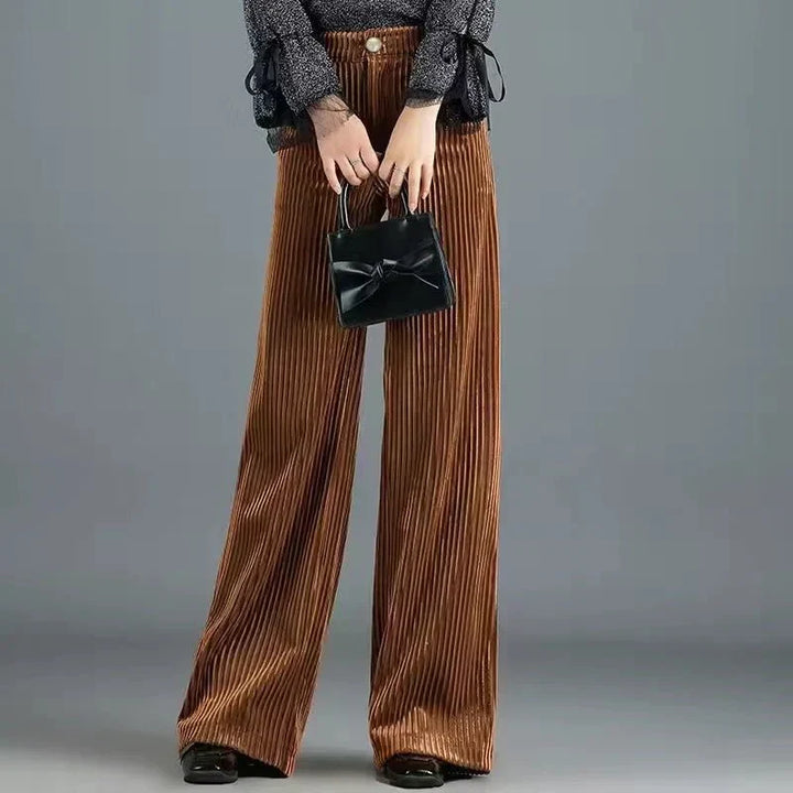 MD | PANTALON EN VELOURS TRICOTÉ TAILLE HAUTE
