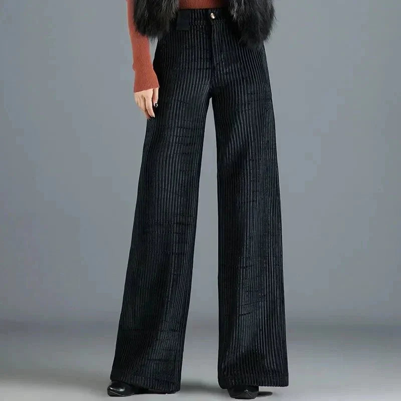 MD | PANTALON EN VELOURS TRICOTÉ TAILLE HAUTE