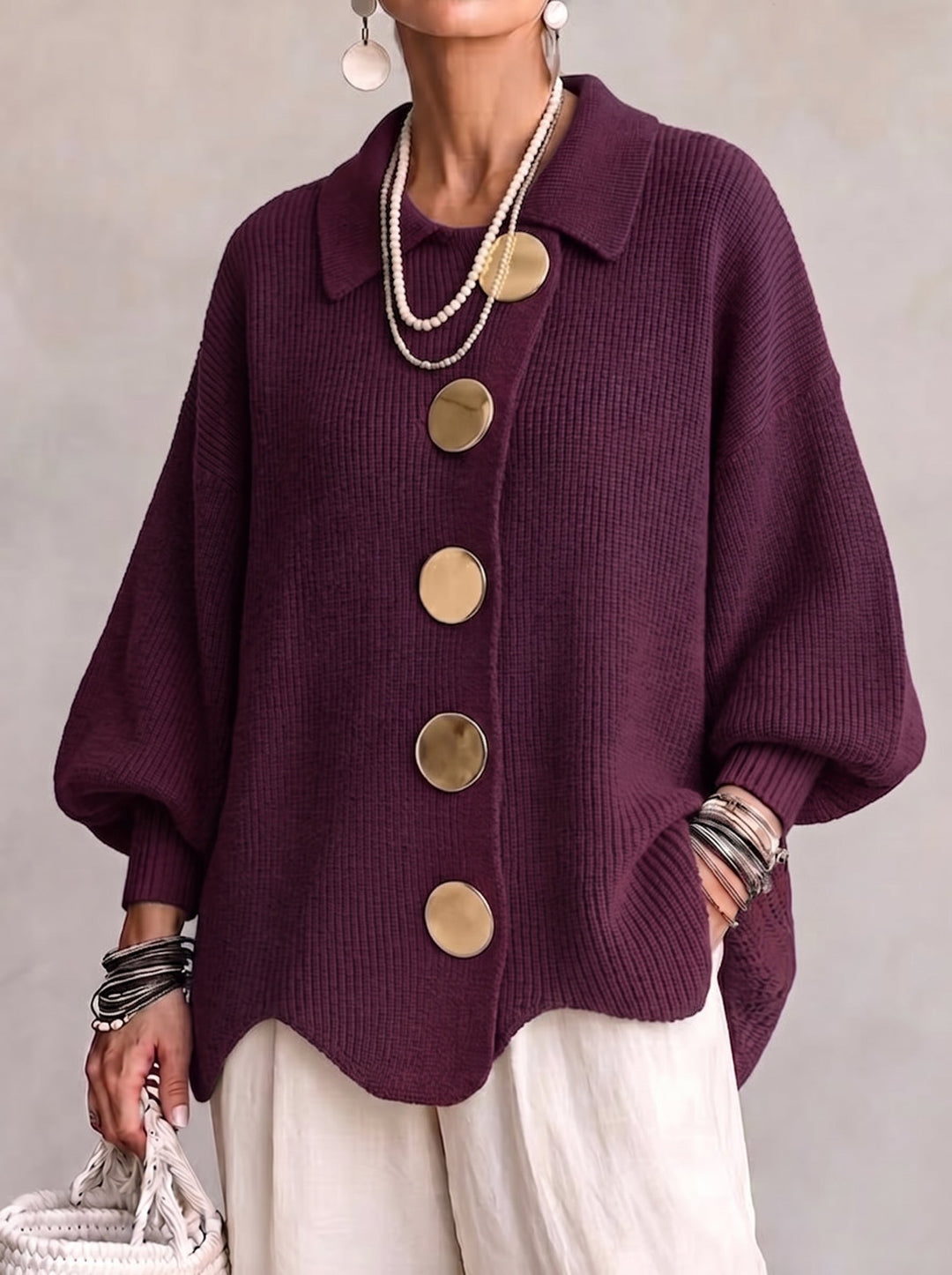MD | GILET OVERSIZE BOUTONS DORÉS
